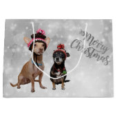 Chihuahua Merry Kerstmis Large Cadeauzakje (Voorkant)