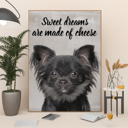 Chihuahua met een grappig poster van hondencitaten perfect poster