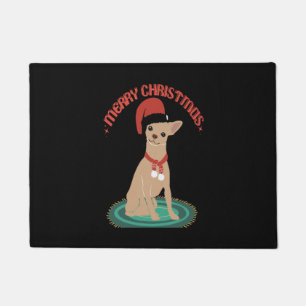 Chihuahua met een kerstmuts deurmat