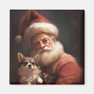 Chihuahua met Kerstman feestelijke Kerstmis Magneet