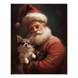 Chihuahua met Kerstman feestelijke Kerstmis Perfect Poster