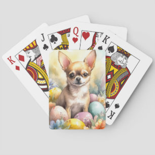 Chihuahua met Pasen Eieren Vakantie Pokerkaarten