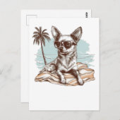 Chihuahua met zonnebril op het strand briefkaart (Voorkant / Achterkant)