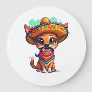 Chihuahua Mexico Cinco de Mayo Grappige Hond Grote Klok