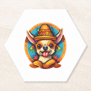 Chihuahua Mexico Cinco de Mayo Grappige Hond Kartonnen Onderzetters