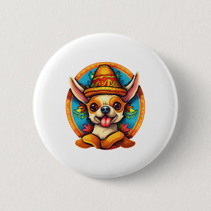 Chihuahua Mexico Cinco de Mayo Grappige Hond Ronde Button 5,7 Cm