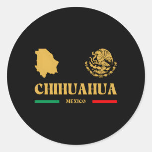 Chihuahua Mexico met Mexicaans Embleem Chihuahua M Ronde Sticker