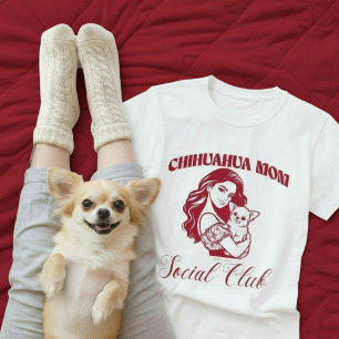 Chihuahua Mom Sociale Club Line Art Dog Eigenaar G T-shirt