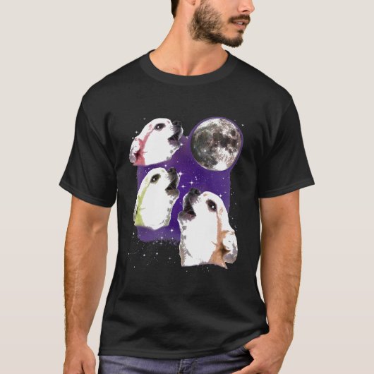 Chihuahua Moon Funny Three Chihuahua Hondenliefheb T-shirt (Voorkant)
