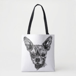 Chihuahua mozaïek geometrische kunst hond draagtas