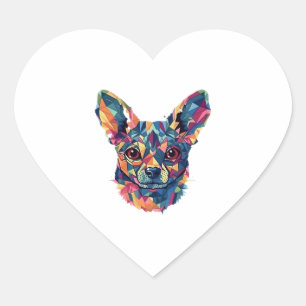 Chihuahua mozaïek geometrische kunst hond hart sticker