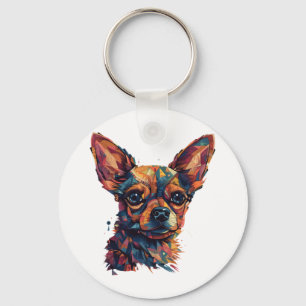 Chihuahua mozaïek geometrische kunst hond sleutelhanger