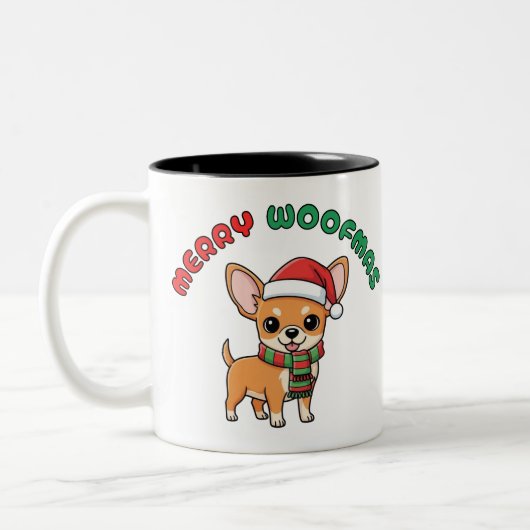 Chihuahua Mug de Noël : Joyeuses Woofmas (Gauche)