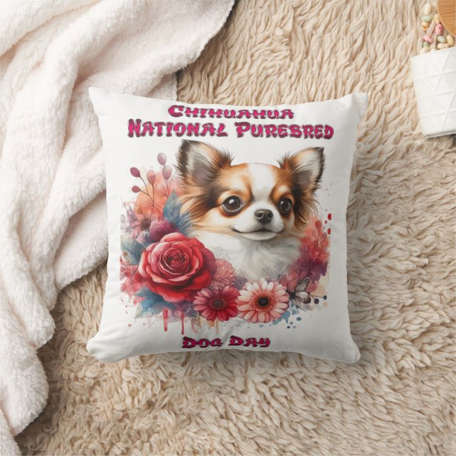 Chihuahua National Purebred Dog Day viering Kussen (Deken)