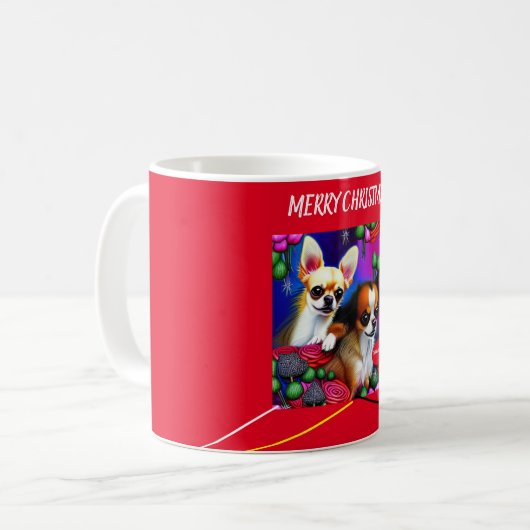 CHIHUAHUA Noël Mug Deux Tons. (Devant gauche)