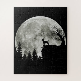 Chihuahua On Mountain Big Moon Halloween Gifts Legpuzzel