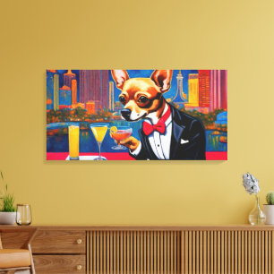 CHIHUAHUA OP DE STAD 2 CANVAS AFDRUK
