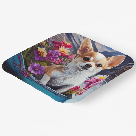 Chihuahua op een peddel: Een Schilderachtig avontu Papieren Bordje (Gebogen)