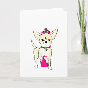 Chihuahua op een tiara-kaart kaart