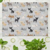 Chihuahua Os et cordes Serviettes de cuisine gris (Plié)