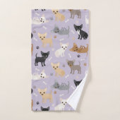 Chihuahua Os et pattes violet (Serviette à main)