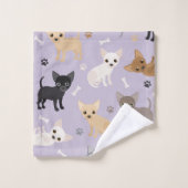 Chihuahua Os et pattes violet (Gant de toilette)