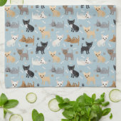 Chihuahua Os et pinces serviettes de cuisine bleu (Plié)