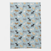 Chihuahua Os et pinces serviettes de cuisine bleu (Vertical)