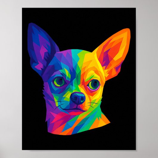 Chihuahua P Art Rtrait For Dog Owners Poster (Voorkant)