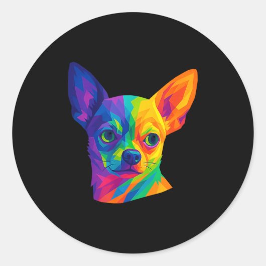 Chihuahua P Art Rtrait For Dog Owners Ronde Sticker (Voorkant)