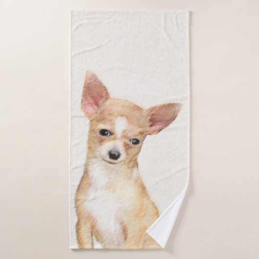 Chihuahua Painting - Cute Original Dog Art Bad Handdoek (Badhanddoek)