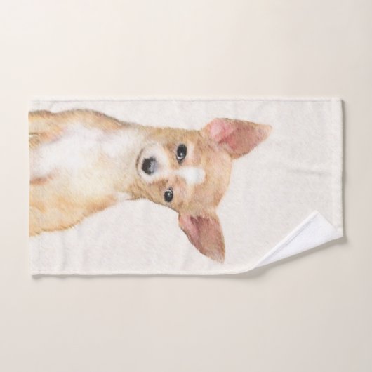 Chihuahua Painting - Cute Original Dog Art Bad Handdoek (Handdoek)
