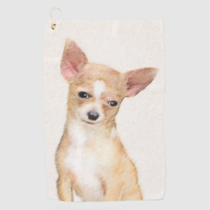 Chihuahua Painting - Cute Original Dog Art Golfhanddoek