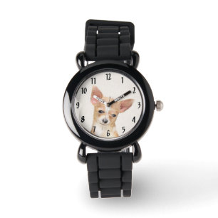 Chihuahua Painting - Cute Original Dog Art Horloge