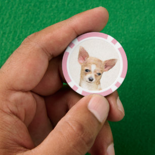 Chihuahua Painting - Cute Original Dog Art Poker Chips