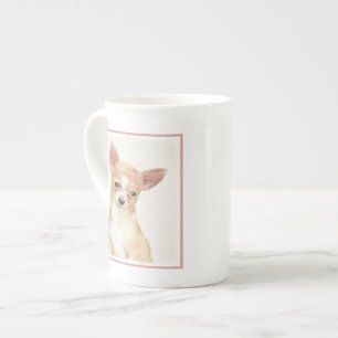 Chihuahua Painting - Cute Original Dog Art Porselein Kop