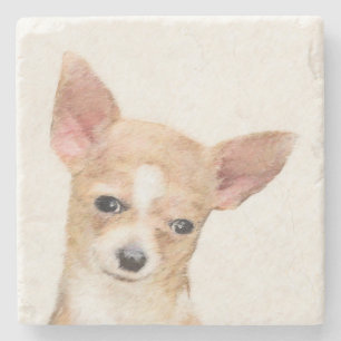 Chihuahua Painting - Cute Original Dog Art Stenen Onderzetter