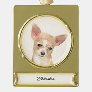 Chihuahua Painting - Cute Original Dog Art Verguld Banner Ornament