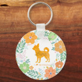 Chihuahua Pastel Orange Silhouette Custom Photo Sleutelhanger (Voorkant)