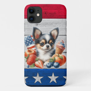 Chihuahua Patriottisch Fruit USA Lang Haar Chihuah iPhone 11 Hoesje