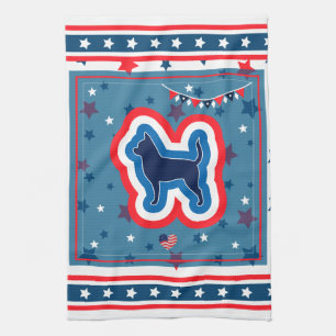 Chihuahua Patriottisch Rood Wit En Blauw 4 Juli Theedoek