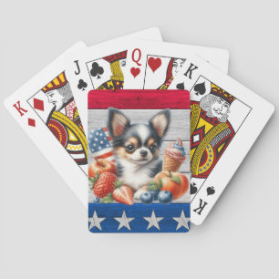 Chihuahua Patriottische Vrucht USA Langharige Chih Pokerkaarten