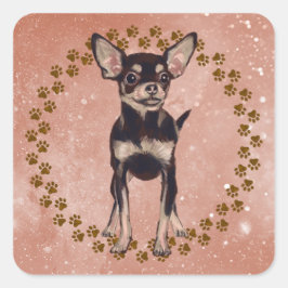 Chihuahua Paw afdrukken en ruimte achtergrond Vierkante Sticker