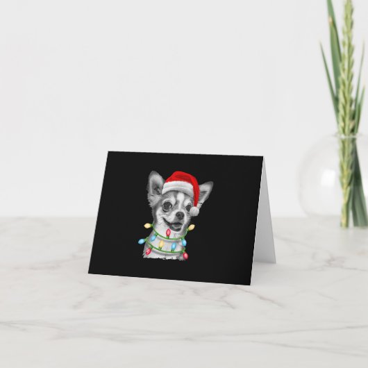 chihuahua père Noël lumières des arbres Noël Noël  (Devant)