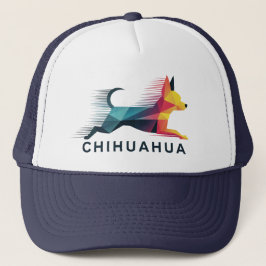 Chihuahua poligonal en amarillo y azul trucker pet