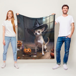 Chihuahua pompoenen Halloween eng Fleece Deken