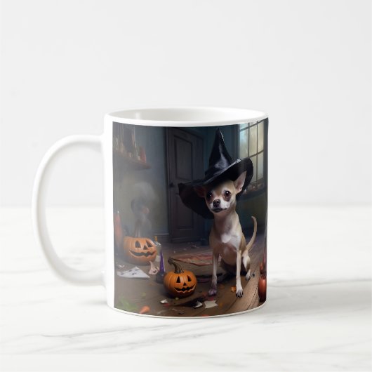 Chihuahua pompoenen Halloween eng Koffiemok (Links)