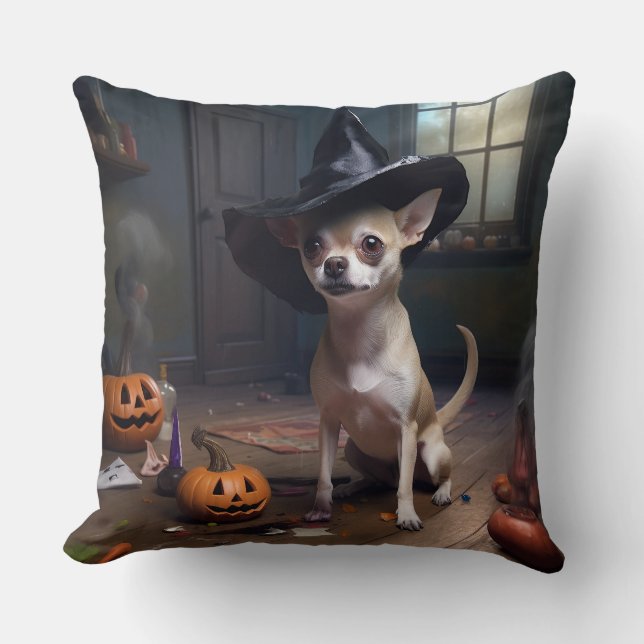 Chihuahua pompoenen Halloween eng Kussen (Voorkant)