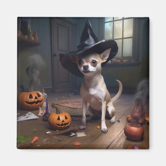 Chihuahua pompoenen Halloween eng Magneet (Voorkant)