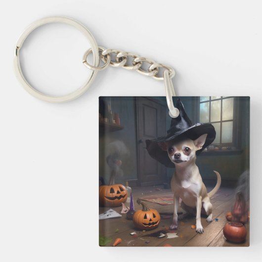 Chihuahua pompoenen Halloween eng Sleutelhanger (Voorkant)